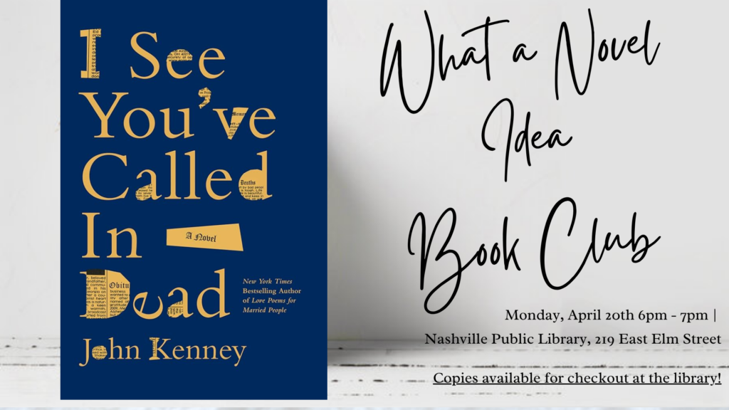 book club at the library on april 20th